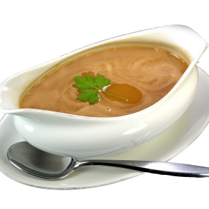 warm gravy on mashed